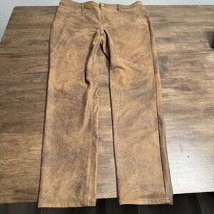 Chicos Pants Brown Faux Suede Leather Pants Cowgirl Country Festival Western 2